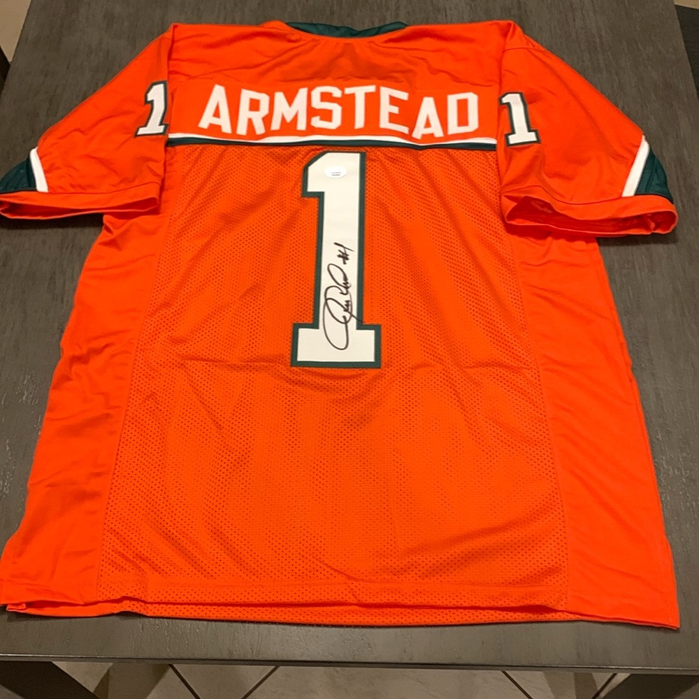 Jesse Armstead autographed Miami Hurricanes jersey PSA COA.